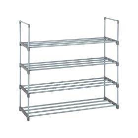 2 Set 4 Tiers Shoe Rack Shoe Tower Shelf Storage Organizer For Bedroom, Entryway, Hallway, and Closet Gray Color