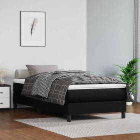 Box Spring Bed with Mattress Black 39.4"x74.8" Twin Faux Leather