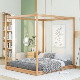 Queen Size Canopy Platform Bed with Support Legs
