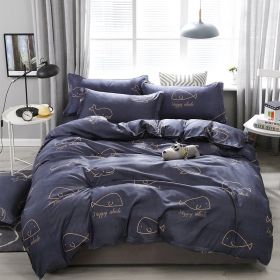 Bedding Four-piece Set Bed Sheet Quilt Cover (Option: Small Blue Whale-220x240 4 Set)