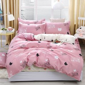 Bedding Four-piece Set Bed Sheet Quilt Cover (Option: Cat Baby Pink-220x240 4 Set)