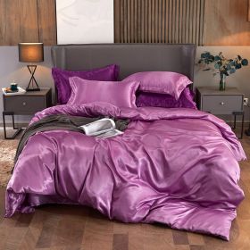 Ice Four-piece Set Cool Bare Sleeping Real Silk Quilt Cover Sheets (Option: Cameo Brown-3 Style)